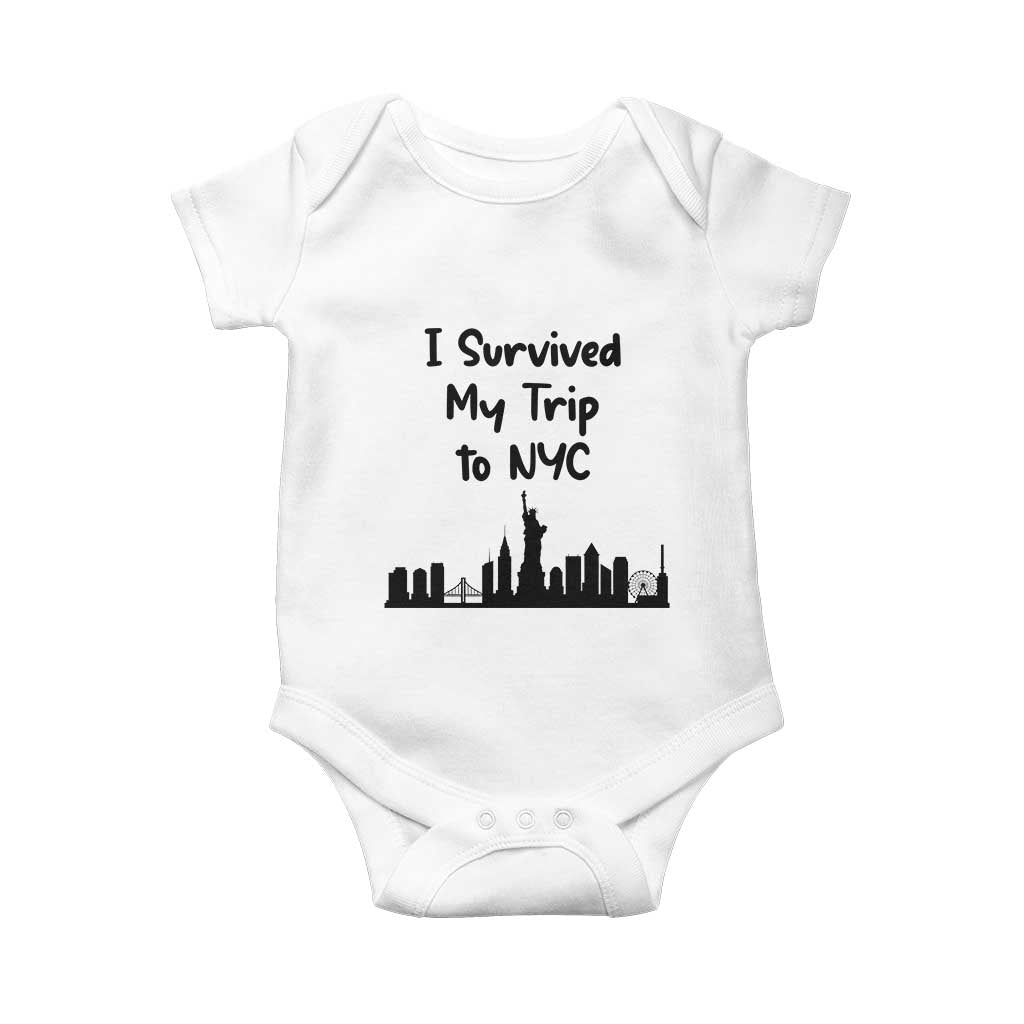 New York City Skyline Travel Tourist Baby Onesie I Survived My Trip To NYC TS12 White Print Your Wear