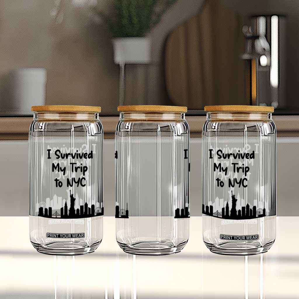 New York City Skyline Travel Tourist Glass Can I Survived My Trip To NYC