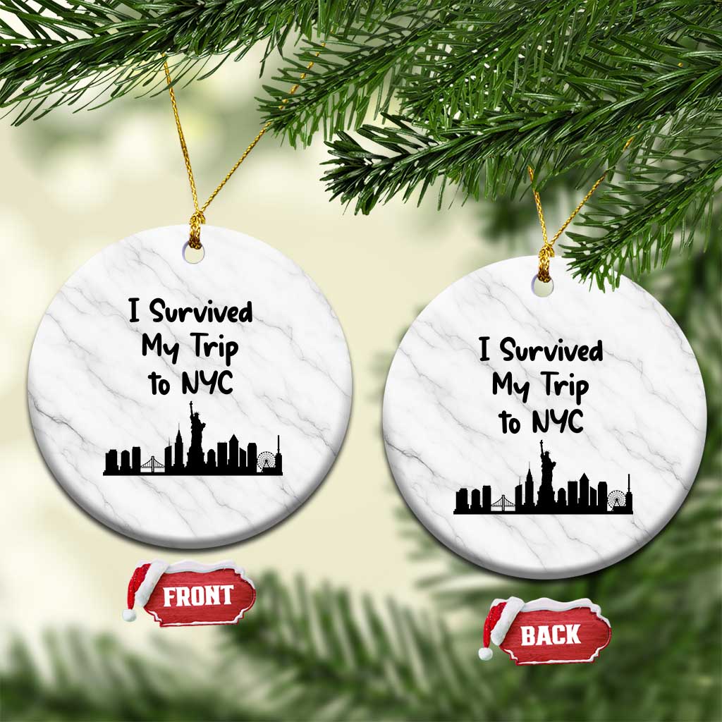 New York City Skyline Travel Tourist Ceramic Ornament I Survived My Trip To NYC TS12 1pc White Marble Print Your Wear