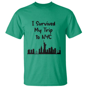 New York City Skyline Travel Tourist T Shirt I Survived My Trip To NYC
