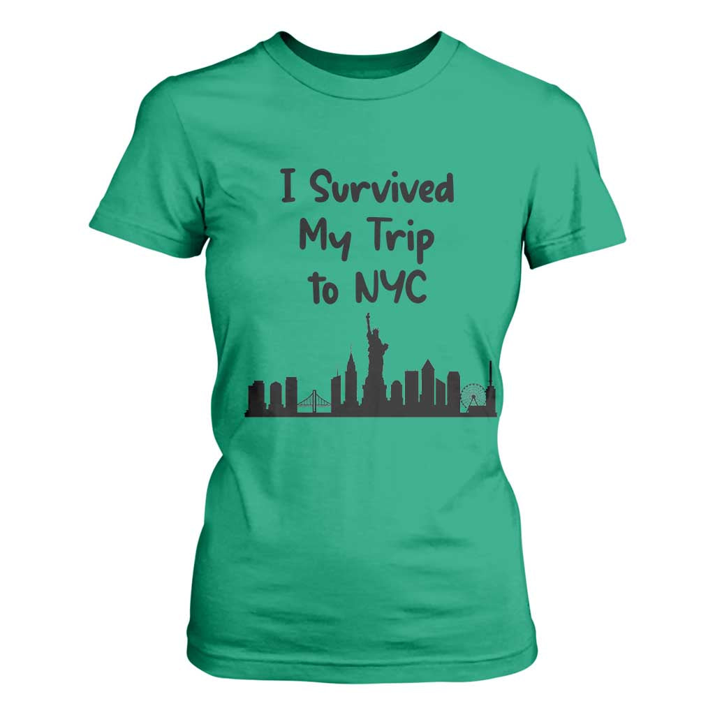 New York City Skyline Travel Tourist T Shirt For Women I Survived My Trip To NYC