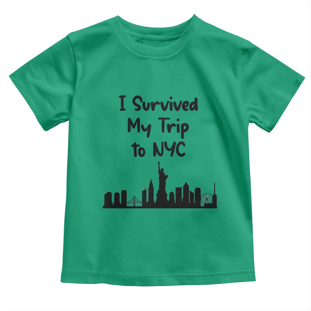 New York City Skyline Travel Tourist Toddler T Shirt I Survived My Trip To NYC
