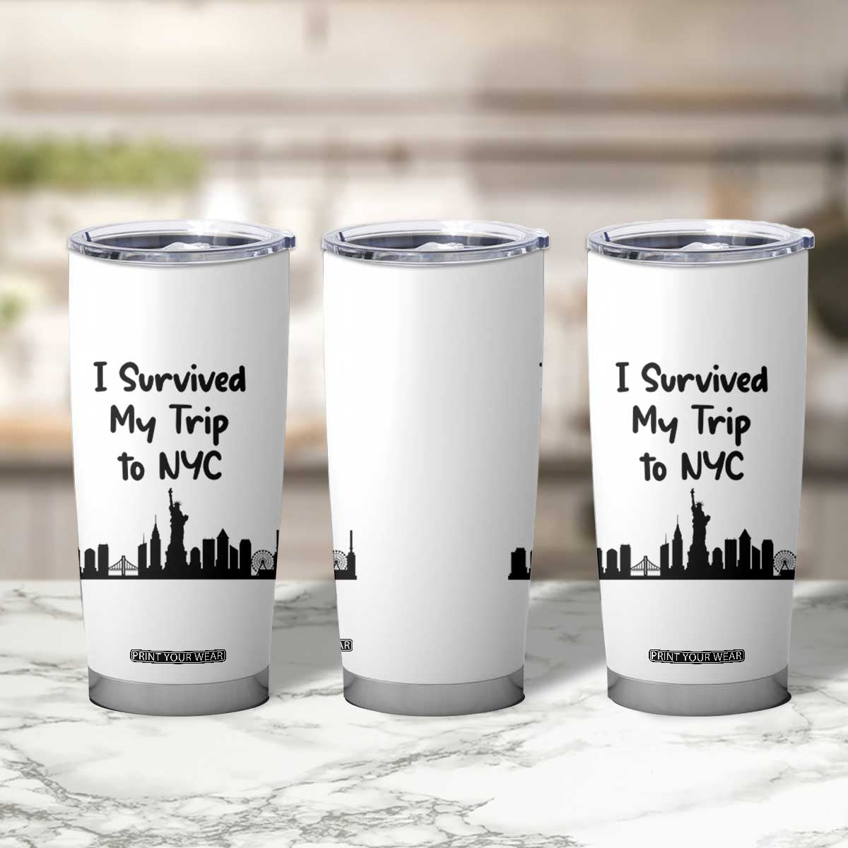 New York City Skyline Travel Tourist Tumbler Cup I Survived My Trip To NYC