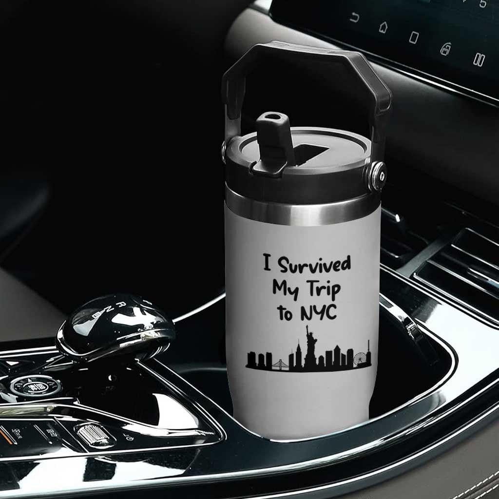 New York City Skyline Travel Tourist Flip Straw Tumbler I Survived My Trip To NYC