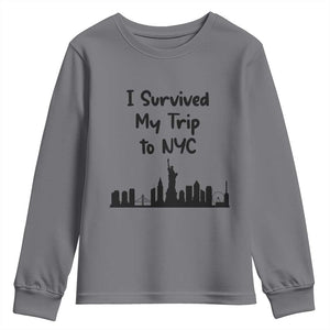 New York City Skyline Travel Tourist Youth Sweatshirt I Survived My Trip To NYC