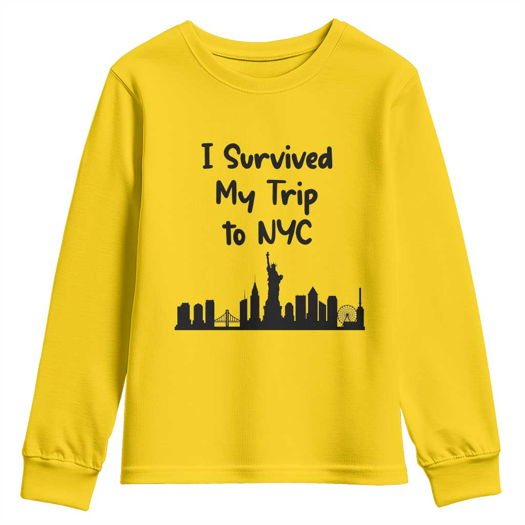 New York City Skyline Travel Tourist Youth Sweatshirt I Survived My Trip To NYC