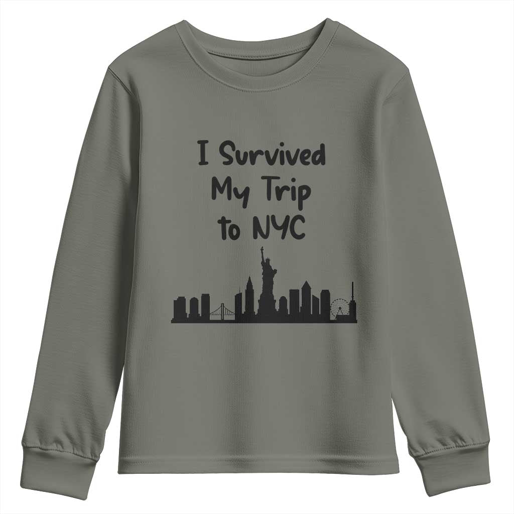 New York City Skyline Travel Tourist Youth Sweatshirt I Survived My Trip To NYC