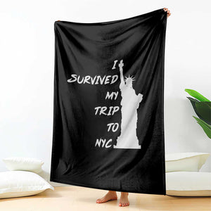 Funny New York City Travel Graphic Throw Blanket I Survived My Trip To NYC