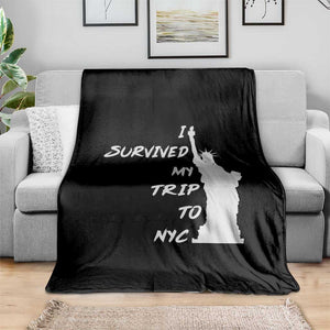 Funny New York City Travel Graphic Throw Blanket I Survived My Trip To NYC