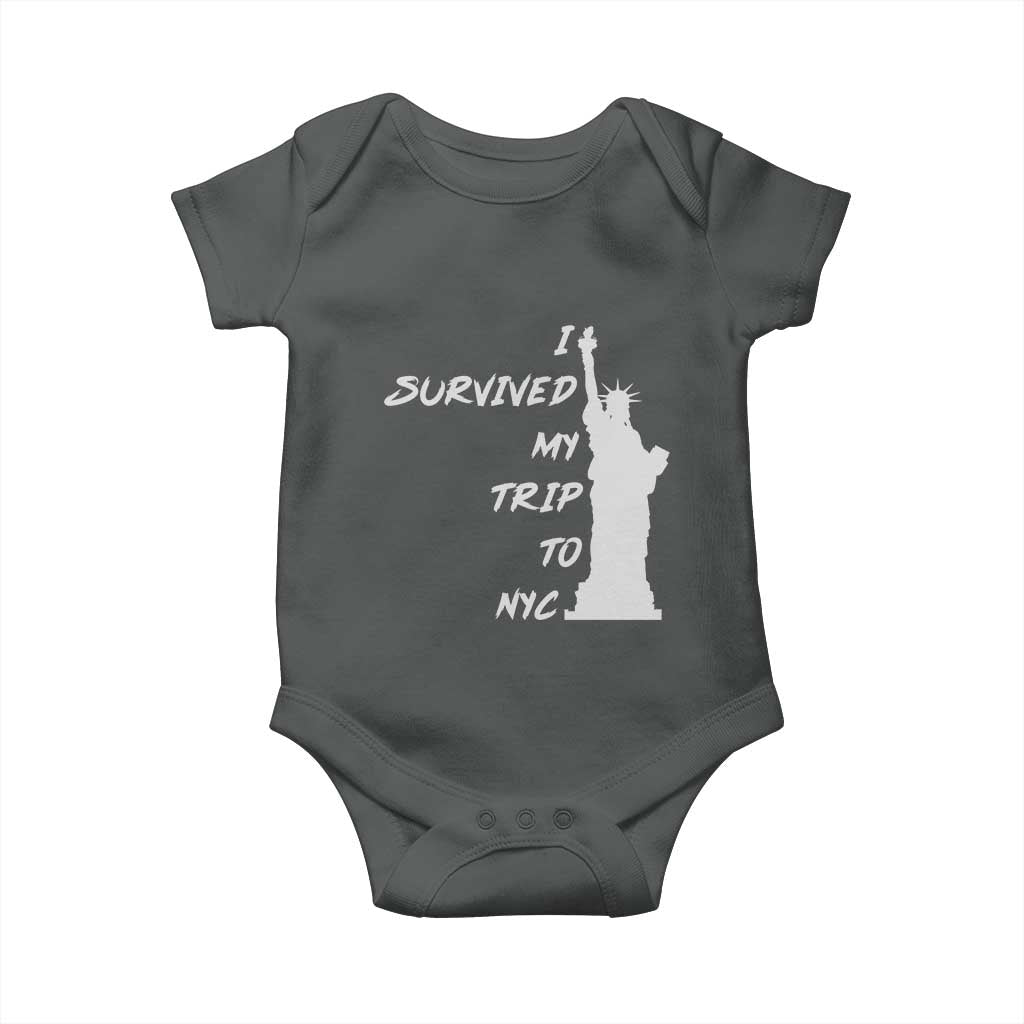 Funny New York City Travel Graphic Baby Onesie I Survived My Trip To NYC