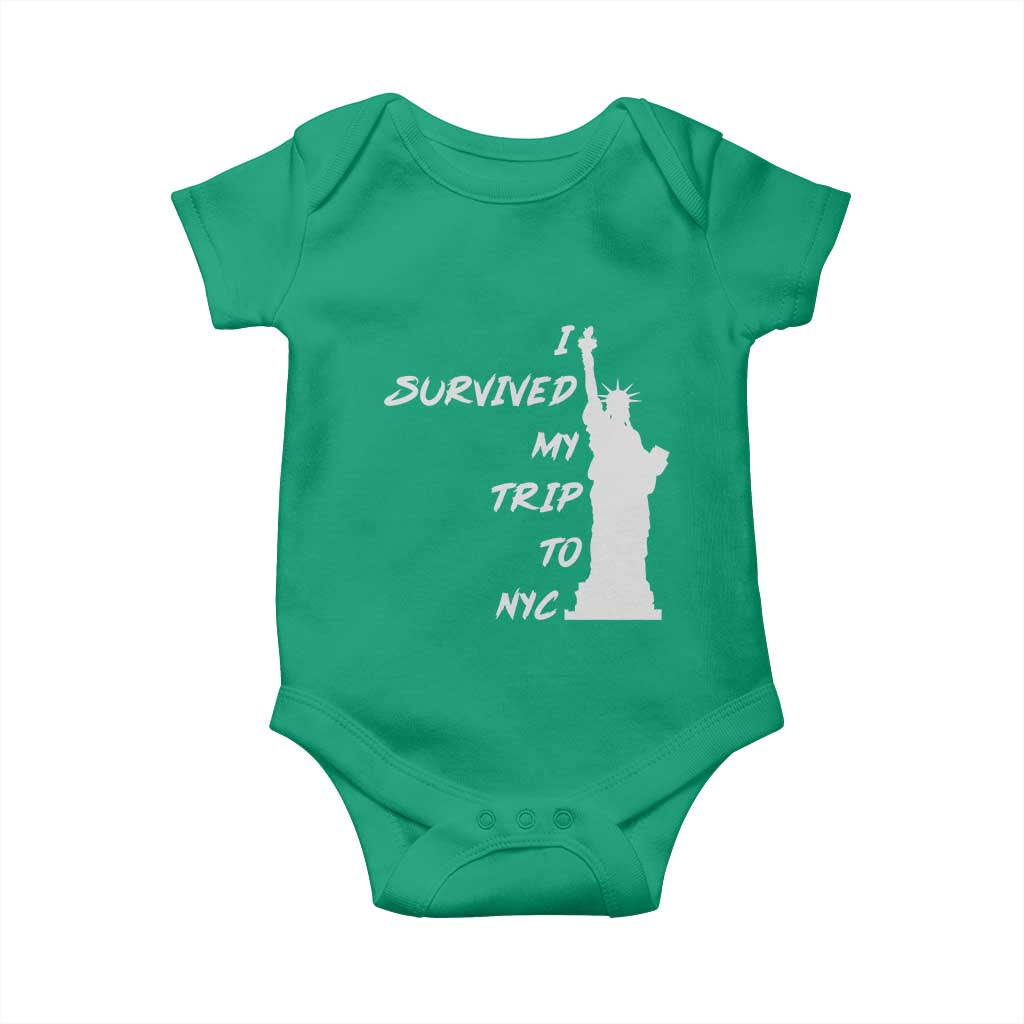 Funny New York City Travel Graphic Baby Onesie I Survived My Trip To NYC