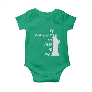 Funny New York City Travel Graphic Baby Onesie I Survived My Trip To NYC