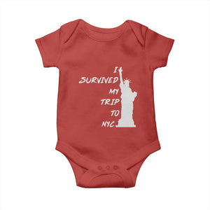Funny New York City Travel Graphic Baby Onesie I Survived My Trip To NYC