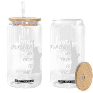 Funny New York City Travel Graphic Glass Can I Survived My Trip To NYC