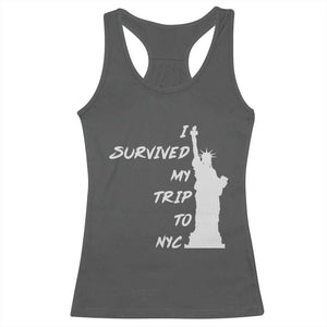 Funny New York City Travel Graphic Racerback Tank Top I Survived My Trip To NYC