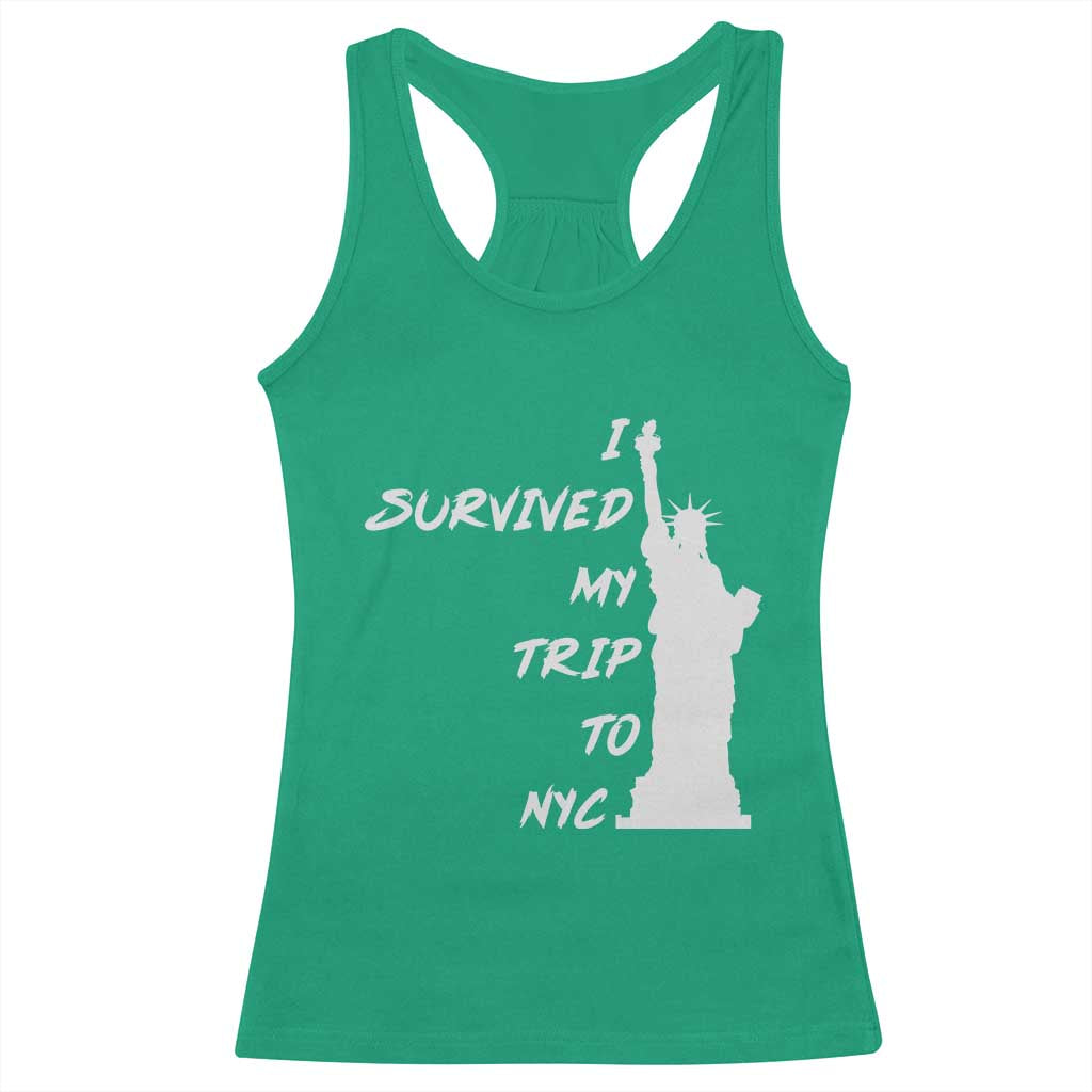 Funny New York City Travel Graphic Racerback Tank Top I Survived My Trip To NYC