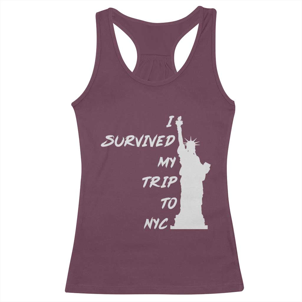 Funny New York City Travel Graphic Racerback Tank Top I Survived My Trip To NYC