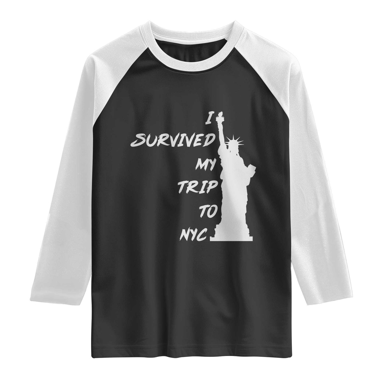 Funny New York City Travel Graphic Raglan Shirt I Survived My Trip To NYC TS12 Black White Print Your Wear