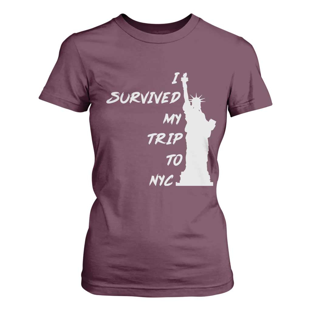 Funny New York City Travel Graphic T Shirt For Women I Survived My Trip To NYC