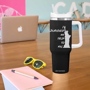 Funny New York City Travel Graphic Tumbler With Handle I Survived My Trip To NYC