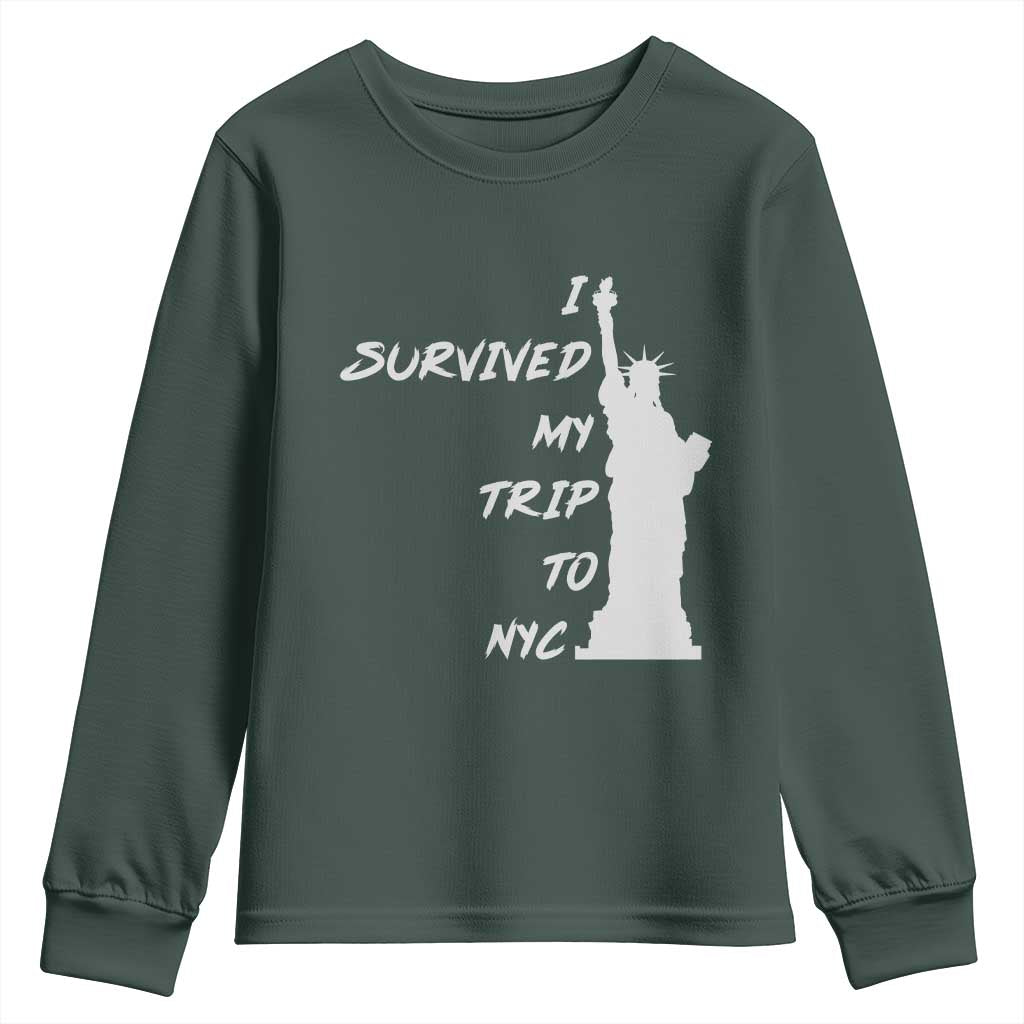 Funny New York City Travel Graphic Youth Sweatshirt I Survived My Trip To NYC