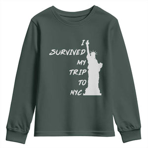 Funny New York City Travel Graphic Youth Sweatshirt I Survived My Trip To NYC
