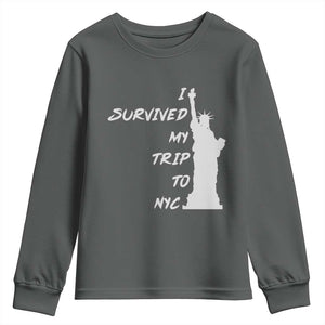 Funny New York City Travel Graphic Youth Sweatshirt I Survived My Trip To NYC