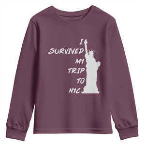Funny New York City Travel Graphic Youth Sweatshirt I Survived My Trip To NYC