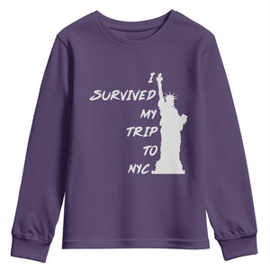 Funny New York City Travel Graphic Youth Sweatshirt I Survived My Trip To NYC