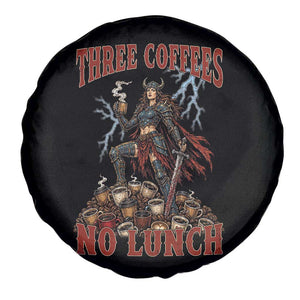 Funny Medieval Knight Worker Meme Spare Tire Cover Three Coffees No Lunch Valkyrie Coffee Lover