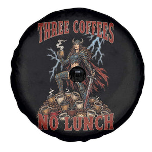 Funny Medieval Knight Worker Meme Spare Tire Cover Three Coffees No Lunch Valkyrie Coffee Lover