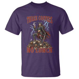 Funny Medieval Knight Worker Meme T Shirt Three Coffees No Lunch Valkyrie Coffee Lover