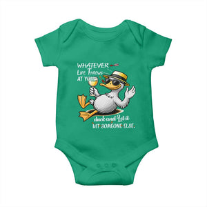 Whatever Life Throws At You Duck Baby Onesie Funny Sarcastic Quote TS12 Irish Green Print Your Wear