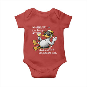 Whatever Life Throws At You Duck Baby Onesie Funny Sarcastic Quote TS12 Red Print Your Wear