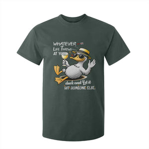 Whatever Life Throws At You Duck T Shirt For Kid Funny Sarcastic Quote TS12 Dark Forest Green Print Your Wear