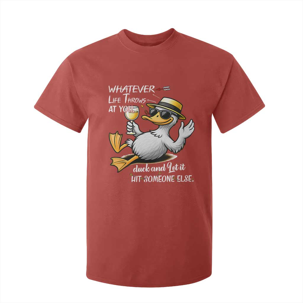Whatever Life Throws At You Duck T Shirt For Kid Funny Sarcastic Quote TS12 Red Print Your Wear