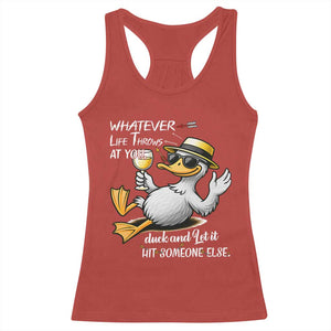 Whatever Life Throws At You Duck Racerback Tank Top Funny Sarcastic Quote TS12 Red Print Your Wear