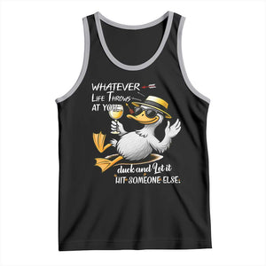 Whatever Life Throws At You Duck Tank Top Funny Sarcastic Quote TS12 Black Athletic Heather Print Your Wear