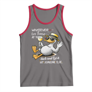 Whatever Life Throws At You Duck Tank Top Funny Sarcastic Quote TS12 Deep Heather Red Print Your Wear