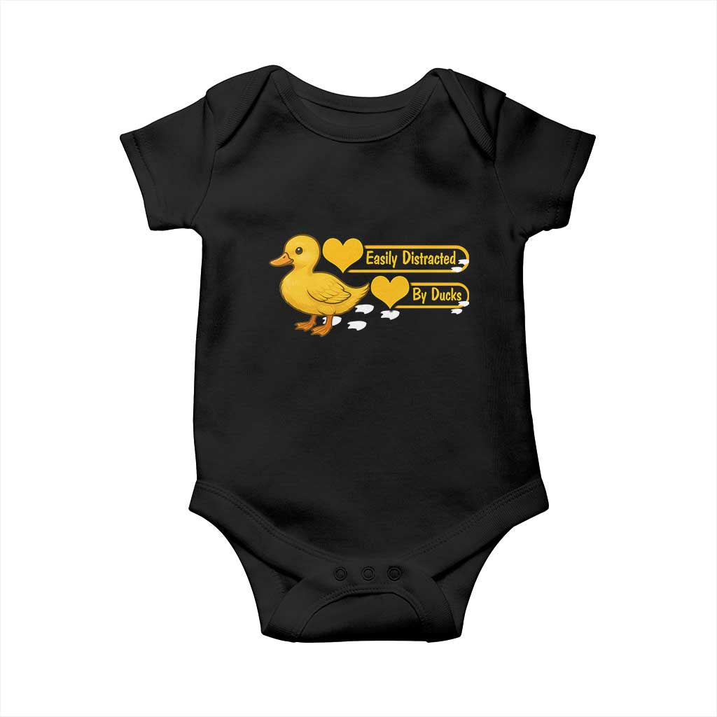 Funny Duck Lover Gift Baby Onesie Easily Distracted By Ducks TS12 Black Print Your Wear
