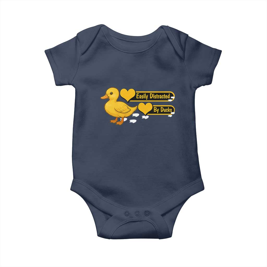 Funny Duck Lover Gift Baby Onesie Easily Distracted By Ducks TS12 Navy Print Your Wear