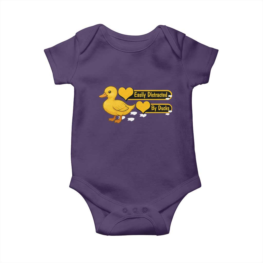 Funny Duck Lover Gift Baby Onesie Easily Distracted By Ducks TS12 Purple Print Your Wear