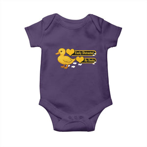 Funny Duck Lover Gift Baby Onesie Easily Distracted By Ducks TS12 Purple Print Your Wear
