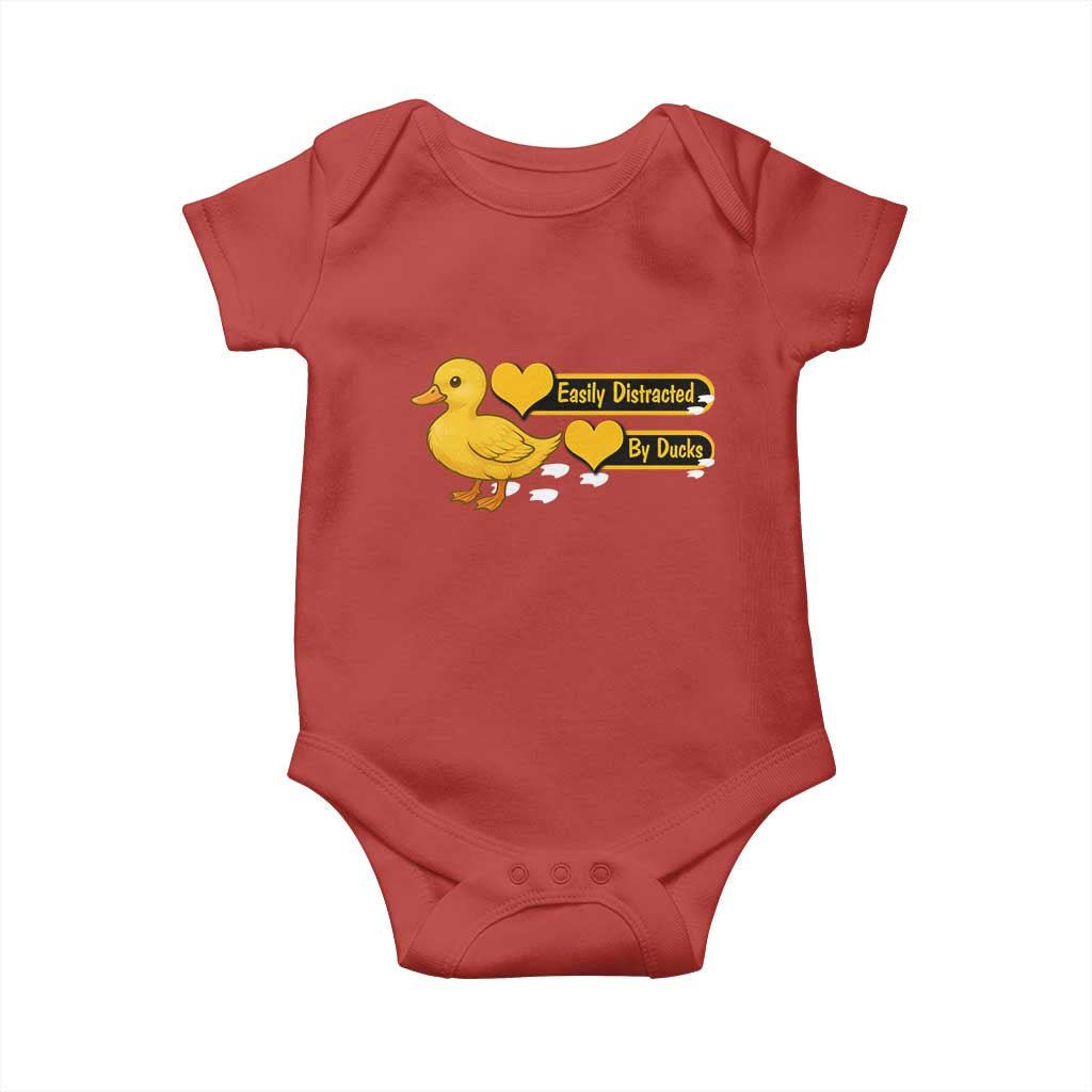 Funny Duck Lover Gift Baby Onesie Easily Distracted By Ducks TS12 Red Print Your Wear