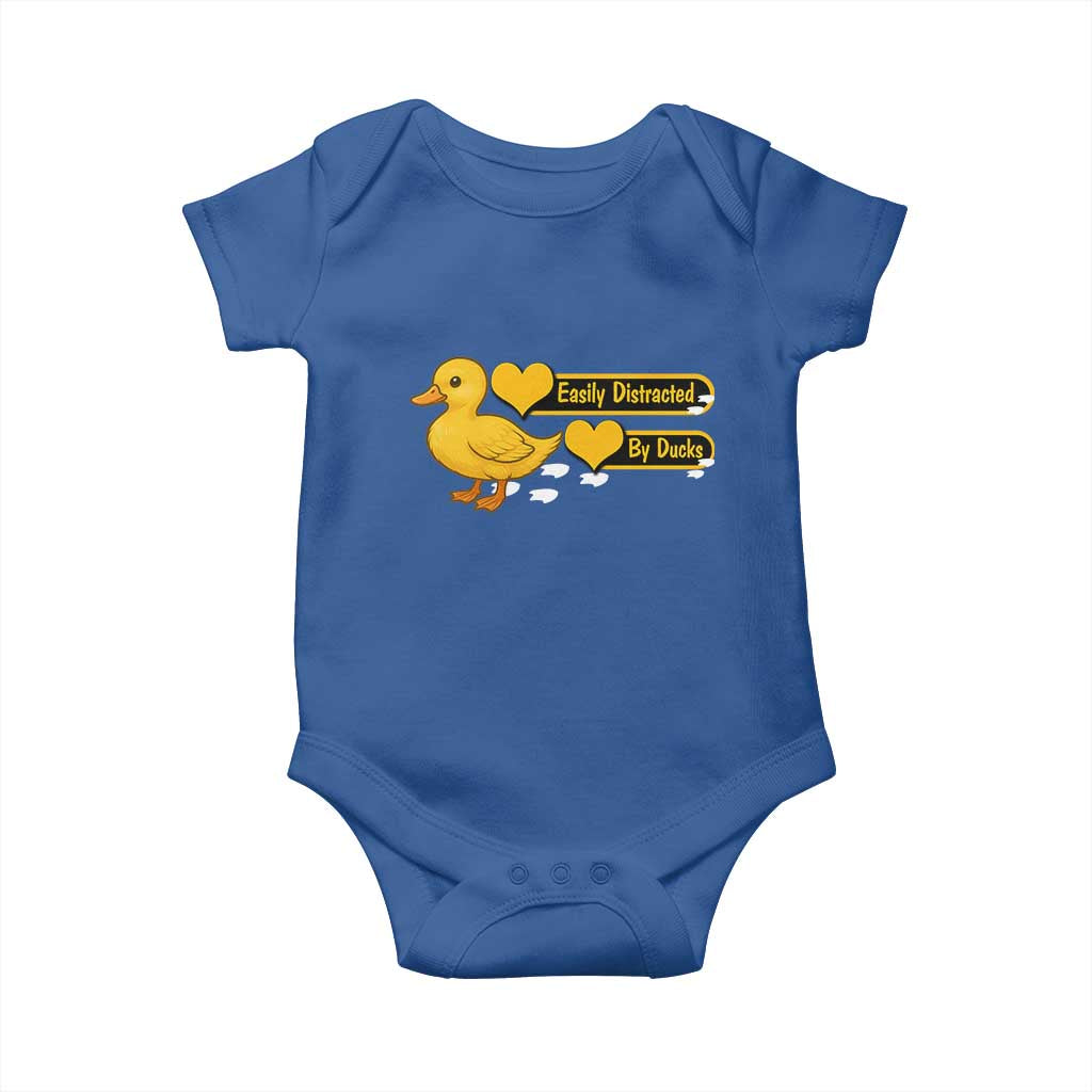 Funny Duck Lover Gift Baby Onesie Easily Distracted By Ducks TS12 Royal Blue Print Your Wear