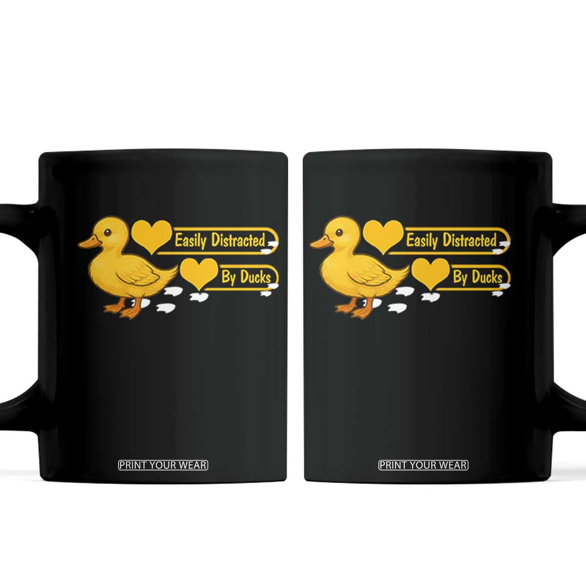 Funny Duck Lover Gift Coffee Mug Easily Distracted By Ducks TS12 Black Print Your Wear