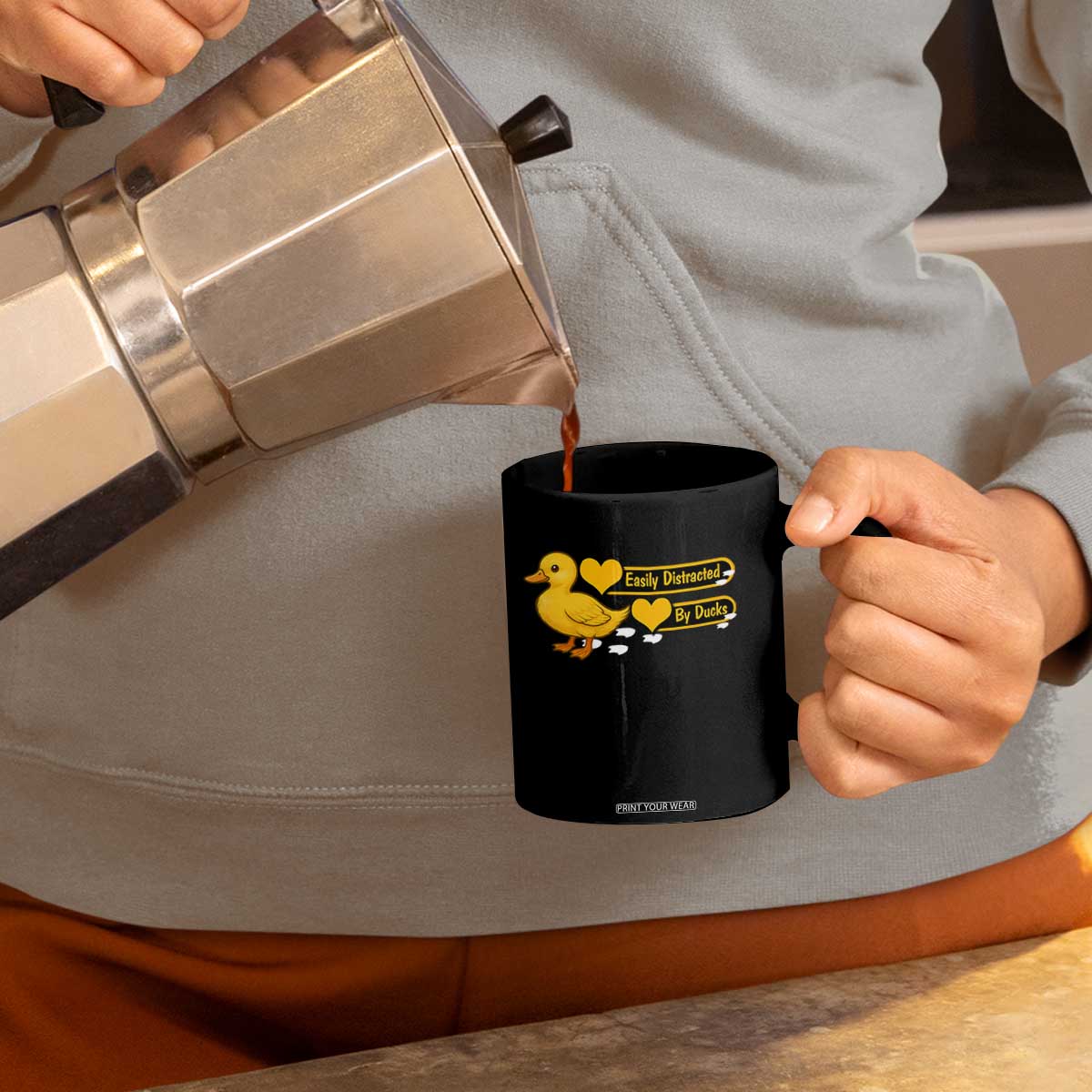 Funny Duck Lover Gift Coffee Mug Easily Distracted By Ducks TS12 Print Your Wear
