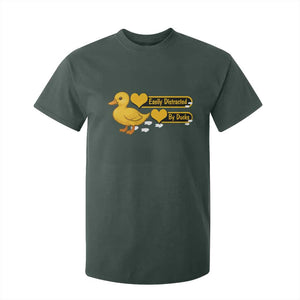 Funny Duck Lover Gift T Shirt For Kid Easily Distracted By Ducks TS12 Dark Forest Green Print Your Wear