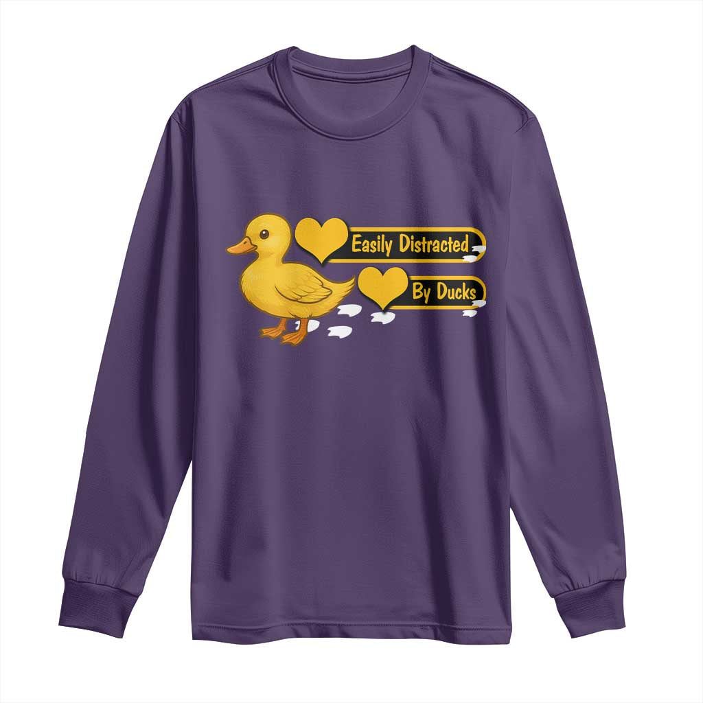 Funny Duck Lover Gift Long Sleeve Shirt Easily Distracted By Ducks TS12 Purple Print Your Wear