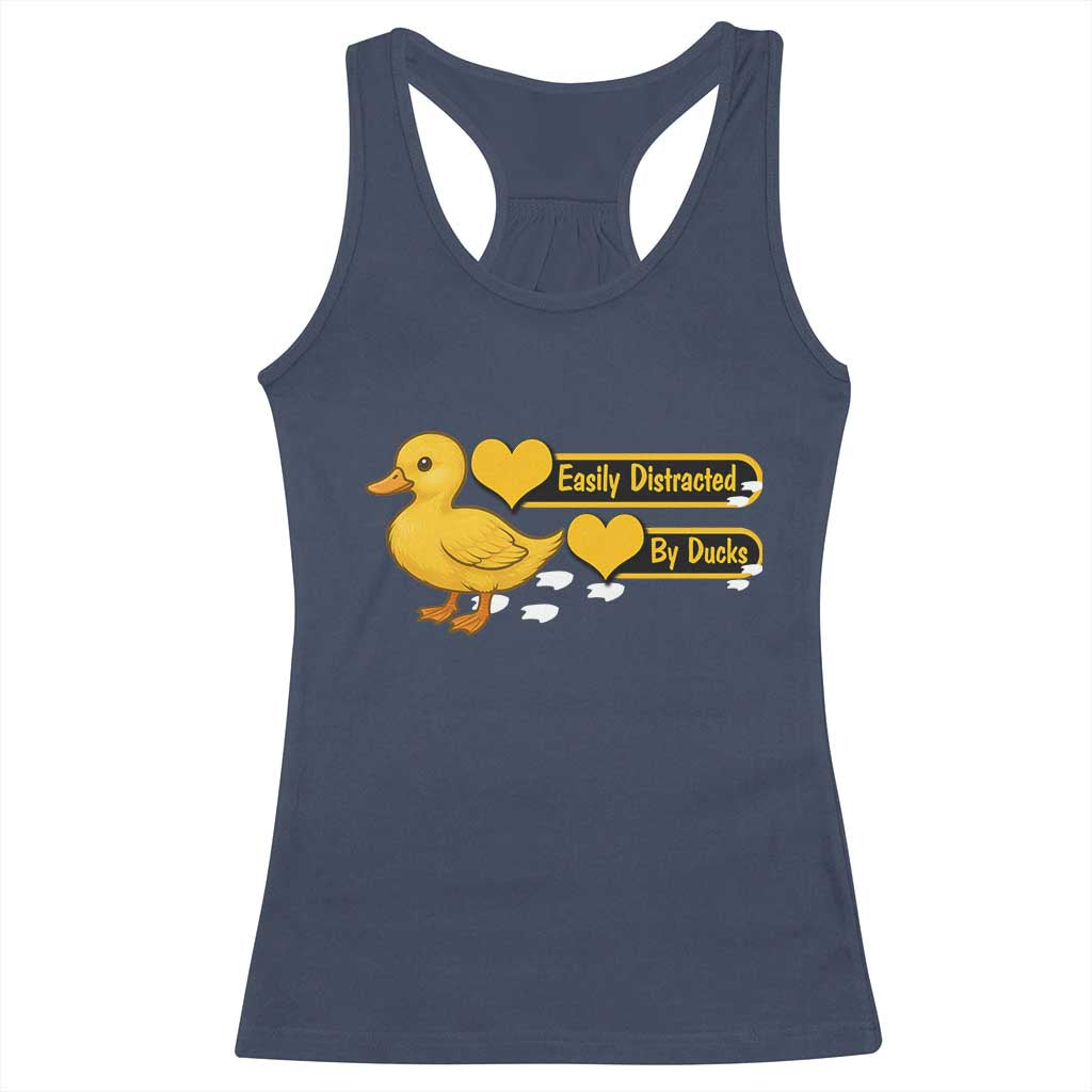 Funny Duck Lover Gift Racerback Tank Top Easily Distracted By Ducks TS12 Navy Print Your Wear